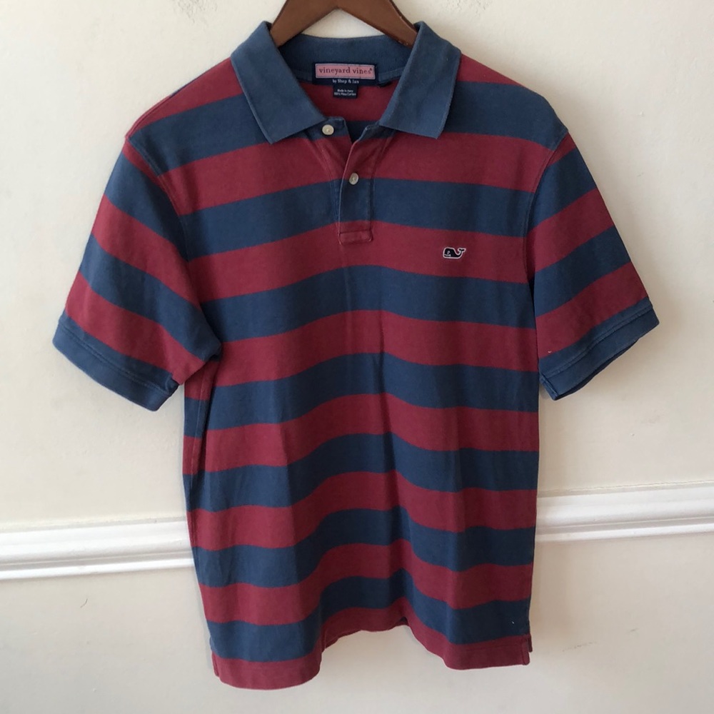 VINEYARD VINES MENS POLO RED/BLUE SMALL